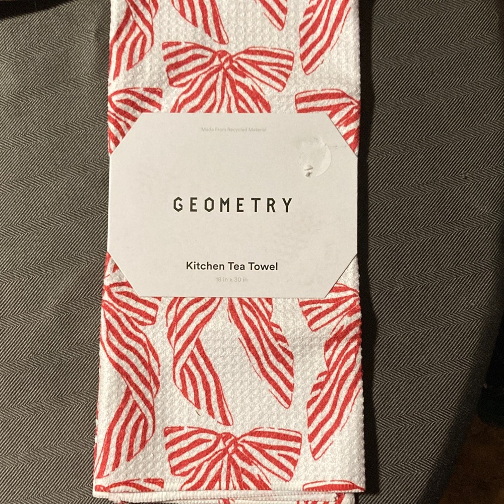 Geometry Red and White Holiday Tea Towel